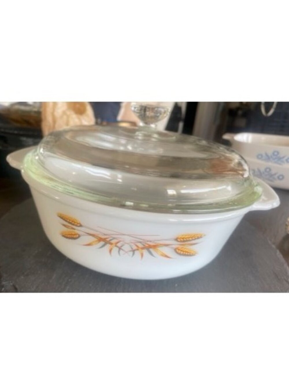 Anchor Hocking Fire King Wheat Ovenware, casserole dish with lid